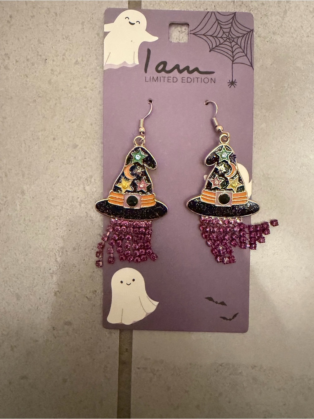 I Am Limited Edition Purple Witch Hat Earrings